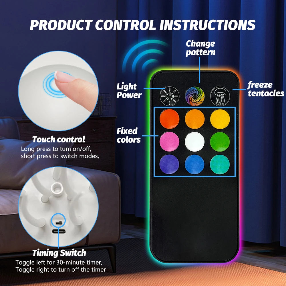 Jellyfish Night Light With Remote Control